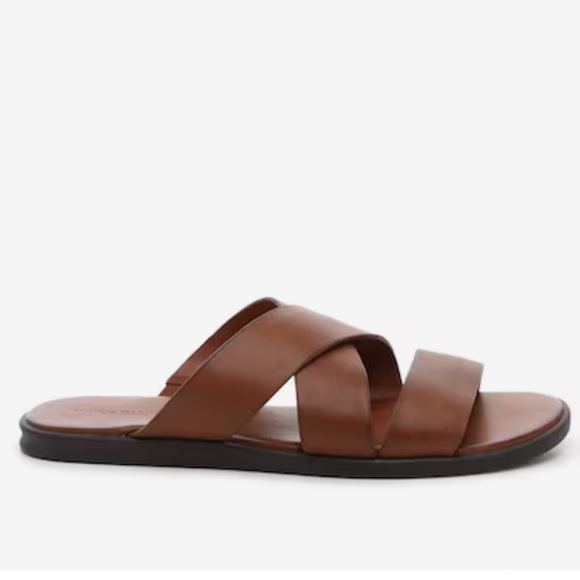 Vince Camuto Men’s COGNAC Waely Criss Cross Leather Upper Slide Sandal NEW NIB - Picture 9 of 16